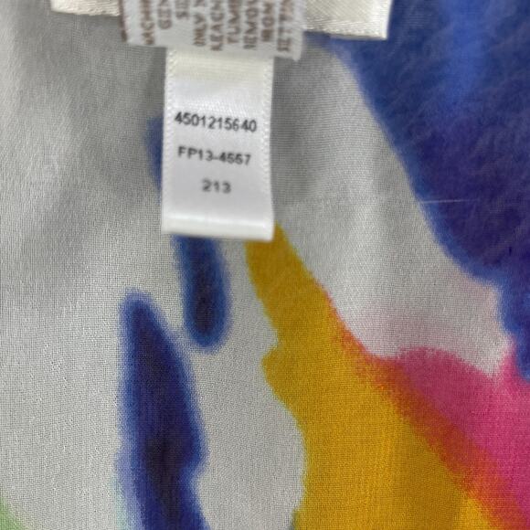 Chicos Womens Kimono Top Colorful Artsy Art Semi Sheer Size S/M Kaftan - Picture 9 of 11